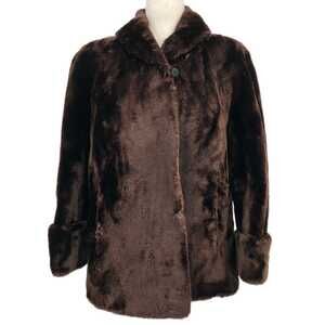 Gonty's Brown Button-closure Faux Fur Overcoat | Good Condition